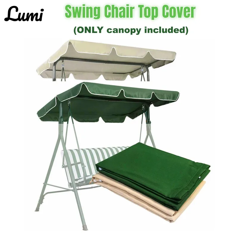 Garden Swing Chair Cover Swing Canopy Replacement Cover 2/3 Seater Waterproof Dustproof Gazebo Canopy Replacement Sunshade Cover 1