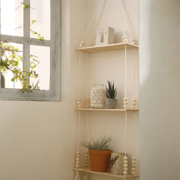 Wooden Storage Rack Floating Wall Shelf Rustic Wood Wall Shelves for Bathroom Living Room Art Wall Shelf Wooden Decorations Gift 1