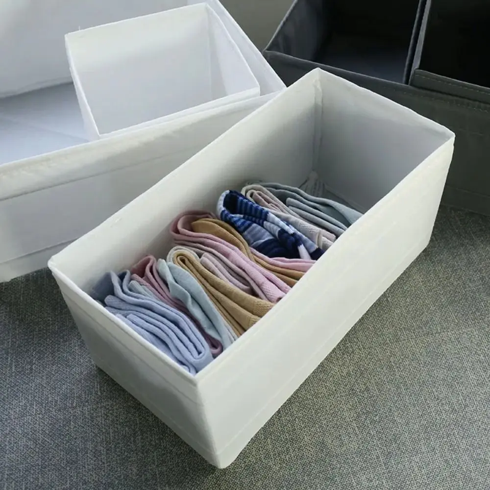 New Fabric Art Closet Organizer Boxes Grey/White/Purple Foldable Closet Organizer Box Storage Cabinets Clothes 6