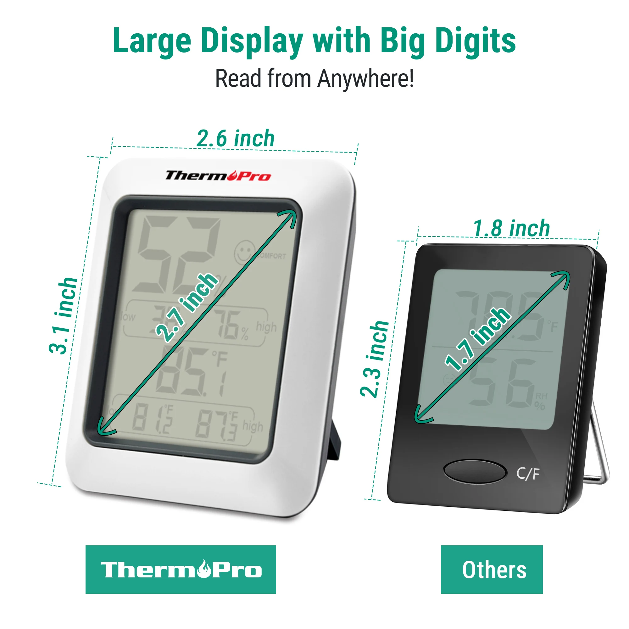 Thermopro TP-50 Digital Thermometer Hygrometer Indoor Electronic Environmental Room Thermometer Weather Station For Home 6