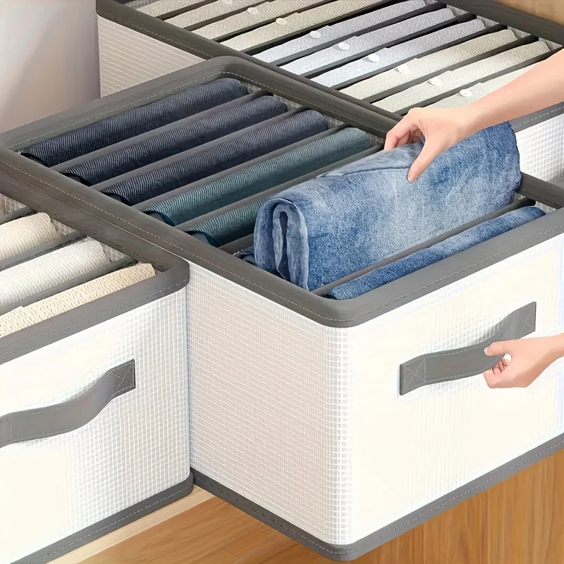 Foldable Fabric Drawer Organizers with Handles - Multi-Compartment Storage Box for Clothes, Pants, Bedding, Closet Organizers 1