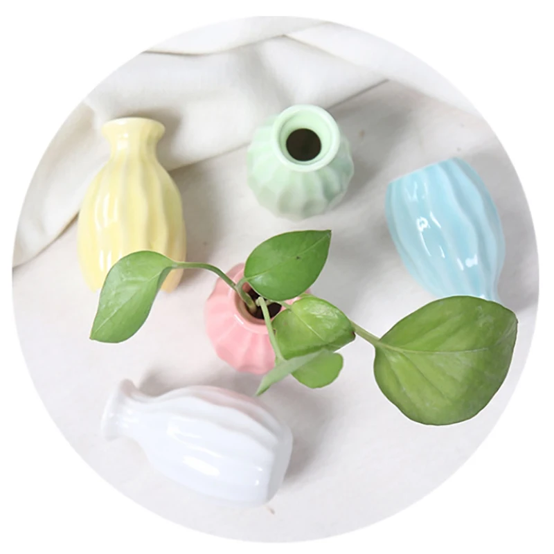 Ins Ceramics Flower Vase Nordic Hydroponics Vases Creative Room Decor Mini Flower Plant Bottle Pots Table Ornament Colorful Vase 5