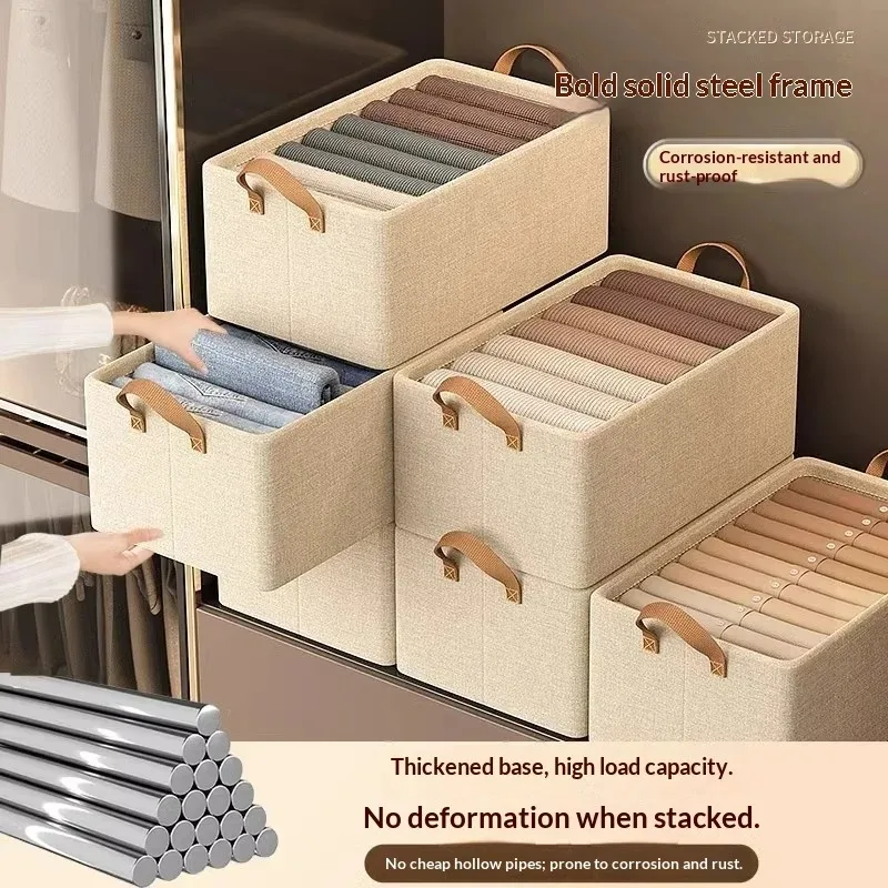 Foldable Fabric Storage Box for Home Use Wardrobe Organizer for Clothes and Pants Layered Storage Solution 2